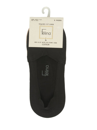 Square Cut No Slip Liner Sock 3-Pack