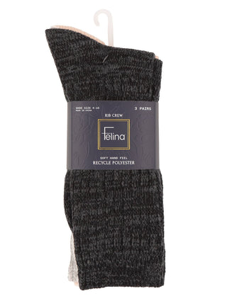 Ribbed Crew Socks 3-Pack