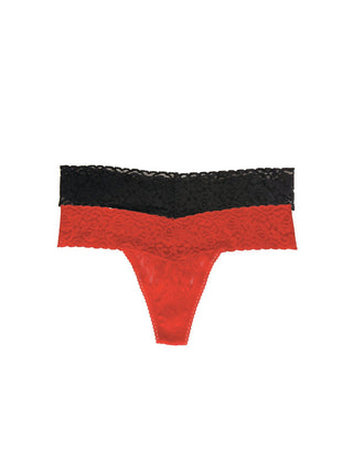 Signature Stretch Lace Low Rise Thong 2-Pack