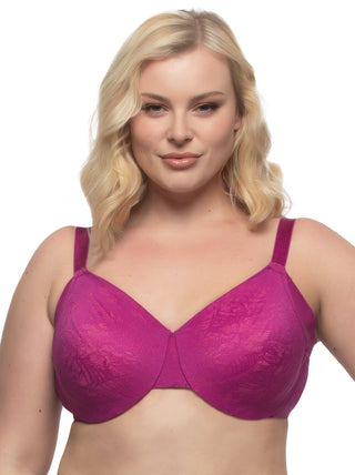 Mackenzie - Woman wearing a pink bra on a white background