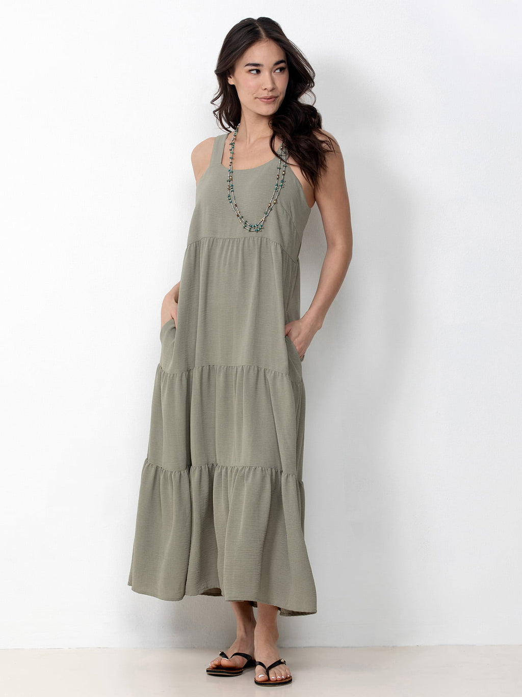 felina women's tiered maxi dress Single Stitch Tiered Maxi Dress