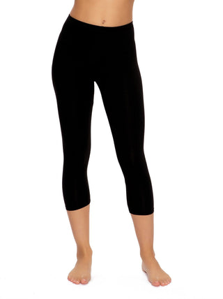 Cotton Modal Capri Leggings in black.