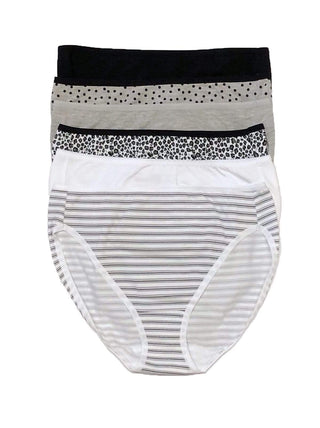 Felina Cotton Stretch Hi Cut Panty 6-Pack color-newsprint