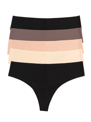 No Show Elastic Free Thong 5-Pack