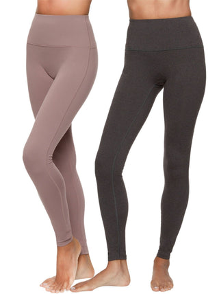 Velvety Soft High-Waisted Leggings 2-Pack in Charcoal Twilight Mauve.