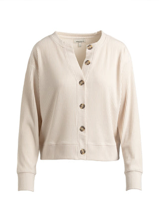 Single Stitch Ribbed V-Neck Cardigan