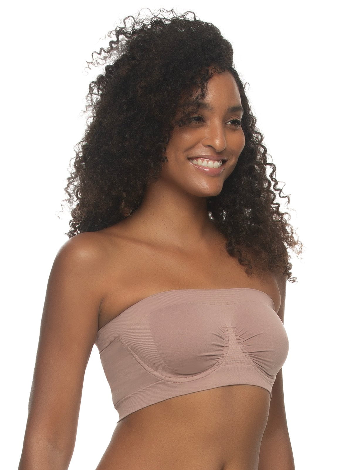Exclare Women's Seamless Bandeau Unlined Underwire Minimizer Strapless Bra  for Large Bust(Beige,36D)