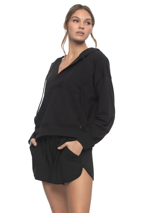 Kimora V-Neck Hoodie Sweatshirt & Shorts Set