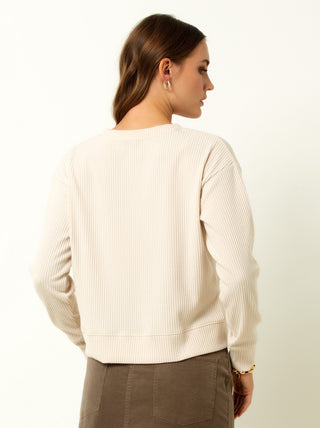 Single Stitch Ribbed V-Neck Cardigan