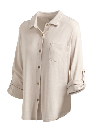 Single Stitch Knit Button-Up Shirt