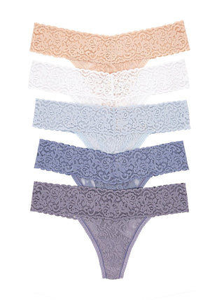 Signature Stretch Lace Low Rise Thong 5-Pack