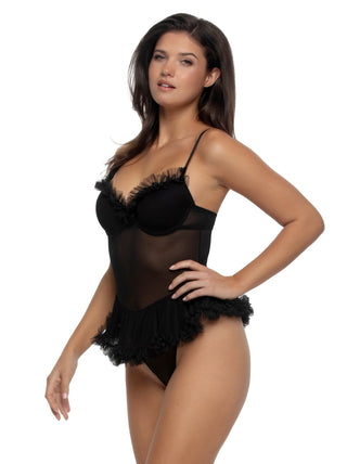 Jezebel by Felina Veil Tulle & Mesh Ruffle Teddy