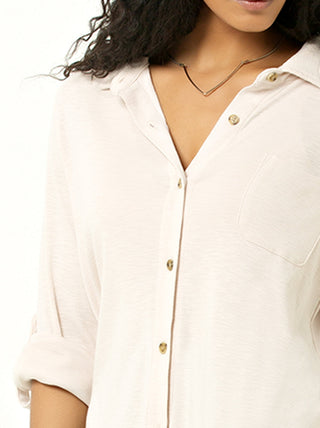 Single Stitch Knit Button-Up Shirt