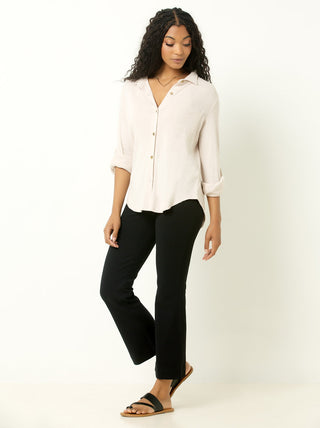 Single Stitch Knit Button-Up Shirt