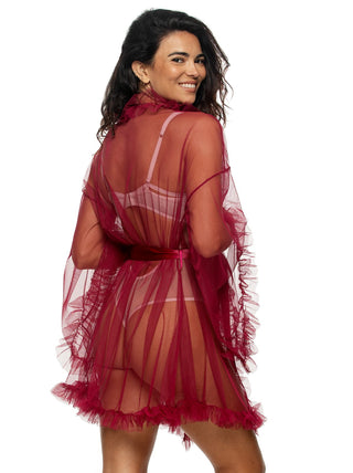 Jezebel by Felina Veil Tulle Ruffle Robe