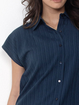 Button Front Shirt with Palazzo Pants Set