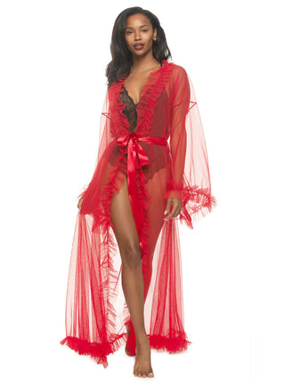 Jezebel by Veil Tulle Ruffle Peignoir Robe