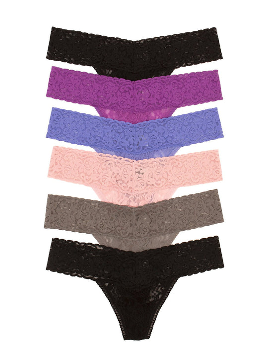 Signature Stretch Lace Low Rise Thong 6-Pack