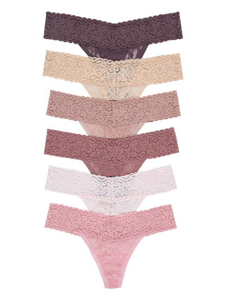 Signature Stretch Lace Low Rise Thong 6-Pack