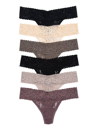 Signature Stretch Lace Low Rise Thong 6-Pack