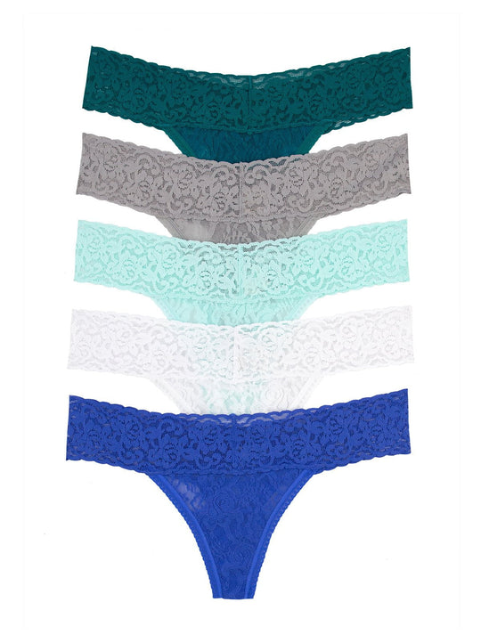 Signature Stretchy Lace Low Rise Thong 5-Pack