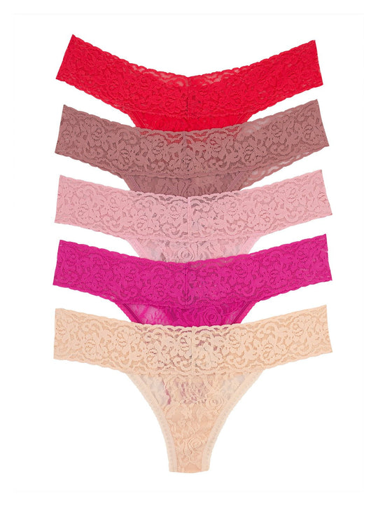Signature Stretchy Lace Low Rise Thong 5-Pack