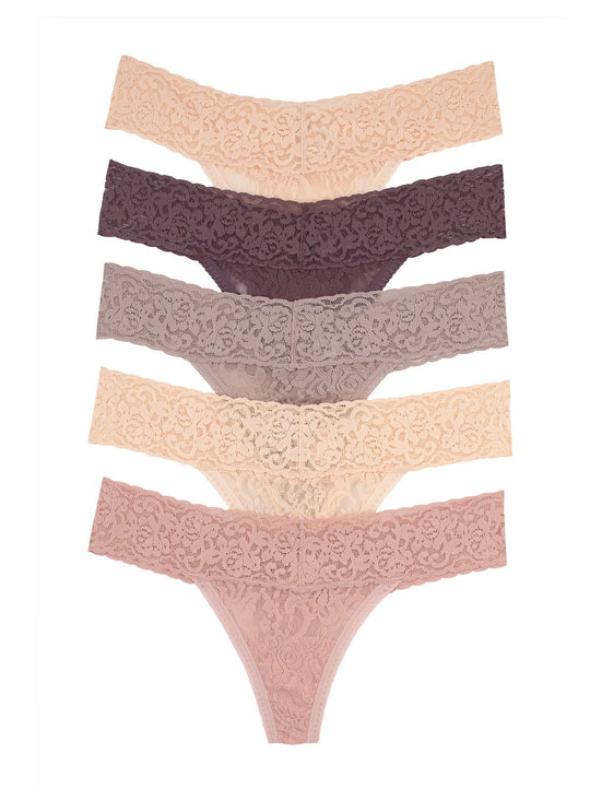 Signature Stretchy Lace Low Rise Thong 5-Pack
