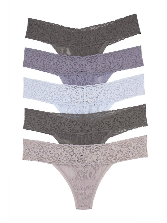 Signature Stretchy Lace Low Rise Thong 5-Pack