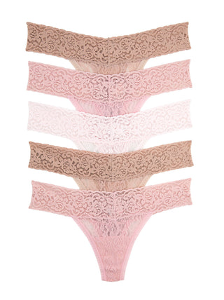 Signature Stretch Lace Low Rise Thong 5-Pack