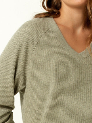 Single Stitch Classic Ribbed V-Neck Sweater