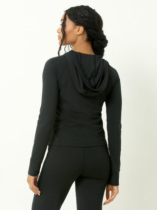 Single Stitch Sueded Full Zip Hooded Jacket