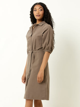 Single Stitch Corduroy Midi Shirtdress