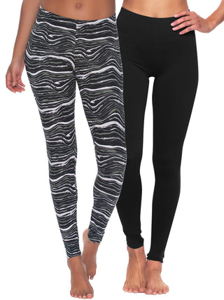 Felina Velvety Super Soft Lightweight Leggings 2-Pack - For Women - Yoga Pants, Workout Clothes