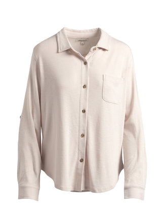 Single Stitch Knit Button-Up Shirt