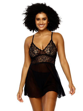 Jezebel by Felina Renee Lace and Mesh Babydoll Lingerie