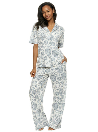 Josephine Collared Shirt and Pant Pajama Set