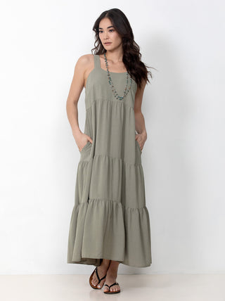 Single Stitch Tiered Maxi Dress