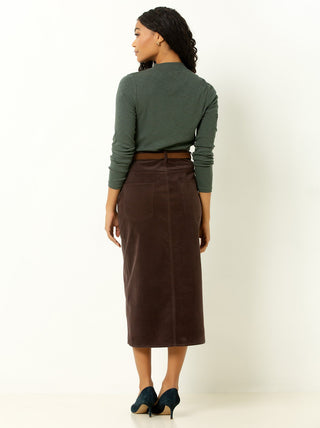 Single Stitch Corduroy Midi Skirt