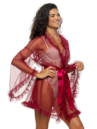 Jezebel by Felina Veil Tulle Ruffle Robe