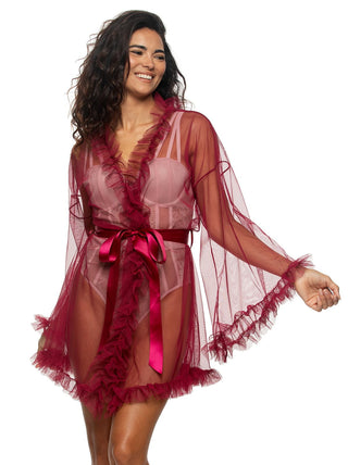 Jezebel by Felina Veil Tulle Ruffle Robe