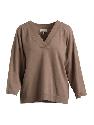Single Stitch Drop Shoulder V-Neck Sweater