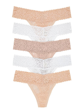 Signature Stretch Lace Low Rise Thong 5-Pack