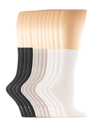 Texture Mesh Roll Up Top Crew Socks 6-Pack