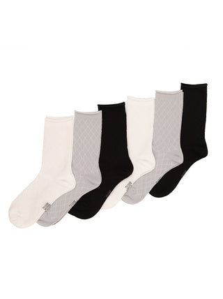Texture Mesh Roll Up Top Crew Socks 6-Pack