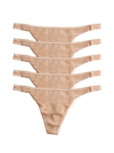 Felina So Smooth Low Rise Thong 5-Pack color-fawn