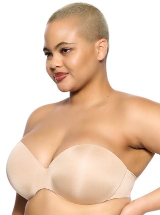 Body Luxe Strapless Underwire Bra in Warm Nuetral. 