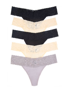 Super Stretchy Lace Top Thong 5-Pack