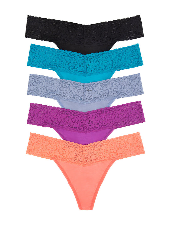 Signature Stretch Lace Top Thong 5-Pack