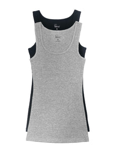 Cotton Ribbed Tank Top 2-Pack color Black Gray