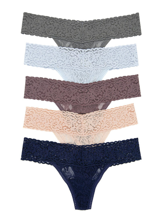 Signature Stretchy Lace Low Rise Thong 5-Pack